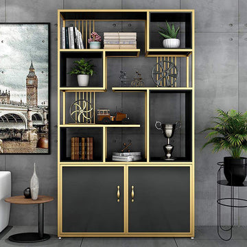 Contemporary Stand Standard Bookshelf with Doors-Bookcases & Bookshelves,Furniture,Office Furniture